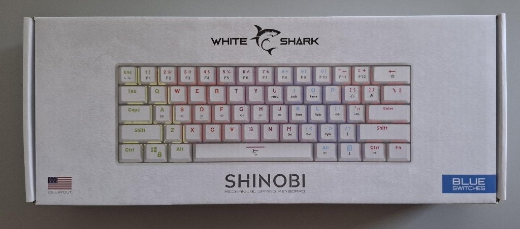 White Shark  Shinobi Keybord Blue Switches, Gaming toetsenbord, Nieuw, Ophalen of Verzenden, Attack Shark