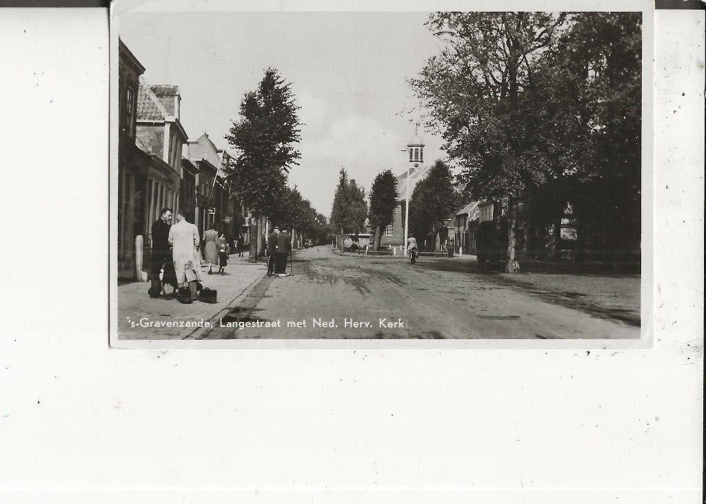s Gravenzande Langestraat met Ned Herv Kerk 18-9-1951, Ophalen of Verzenden, 1940 tot 1960, Gelopen, Zuid-Holland