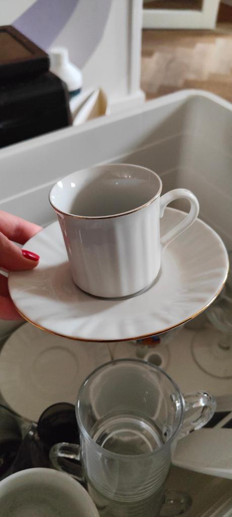 High tea of espresso koffie kopje + schoteltje vintage, Antiek en Kunst, Antiek | Servies los, Ophalen of Verzenden