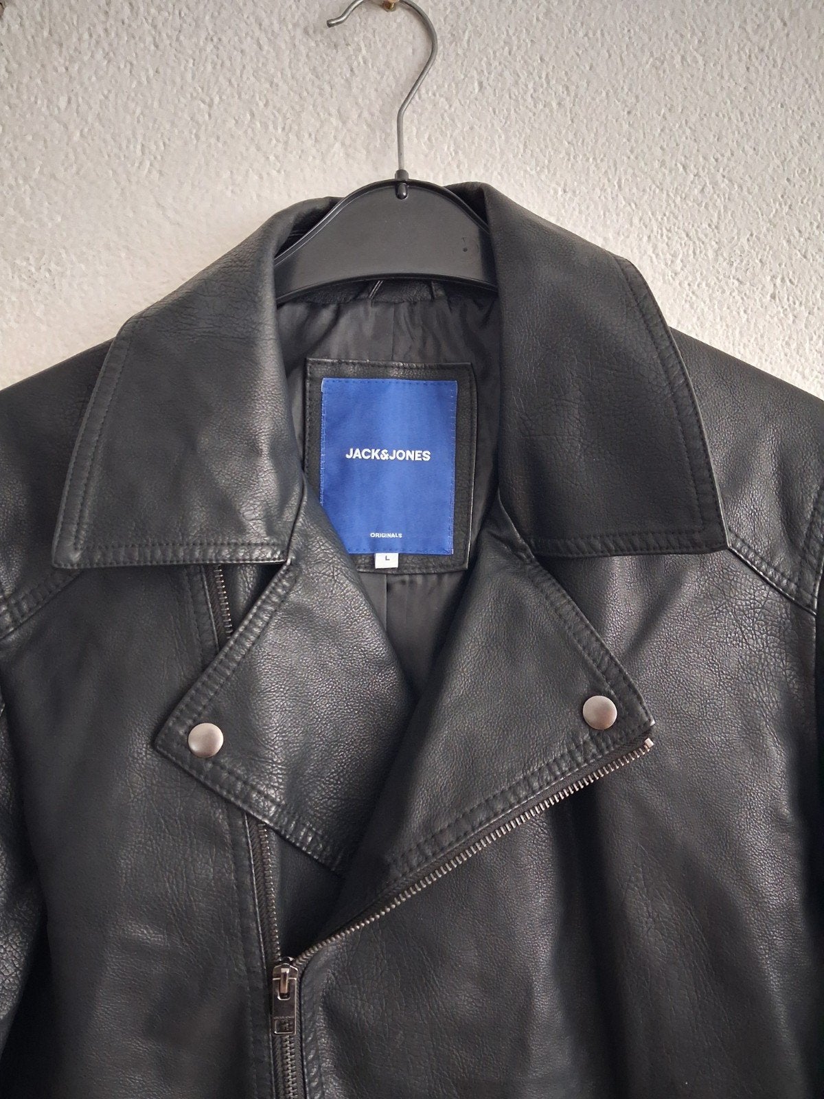 Jack & Jones Zwart Leren Jas Maat L, Maat 52/54 (L), Zwart, Ophalen of Verzenden, Zo goed als nieuw