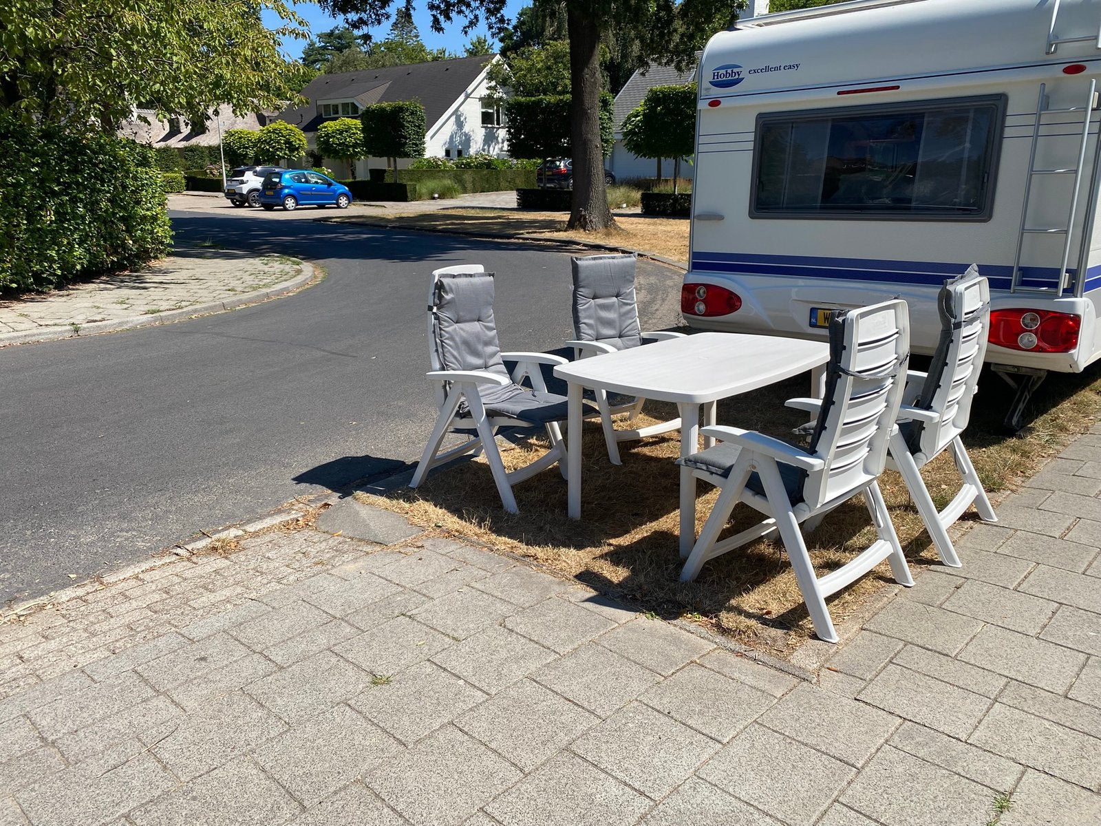 Hartman , buitentafel , stoelen., Tuin en Terras, Ophalen, Gebruikt