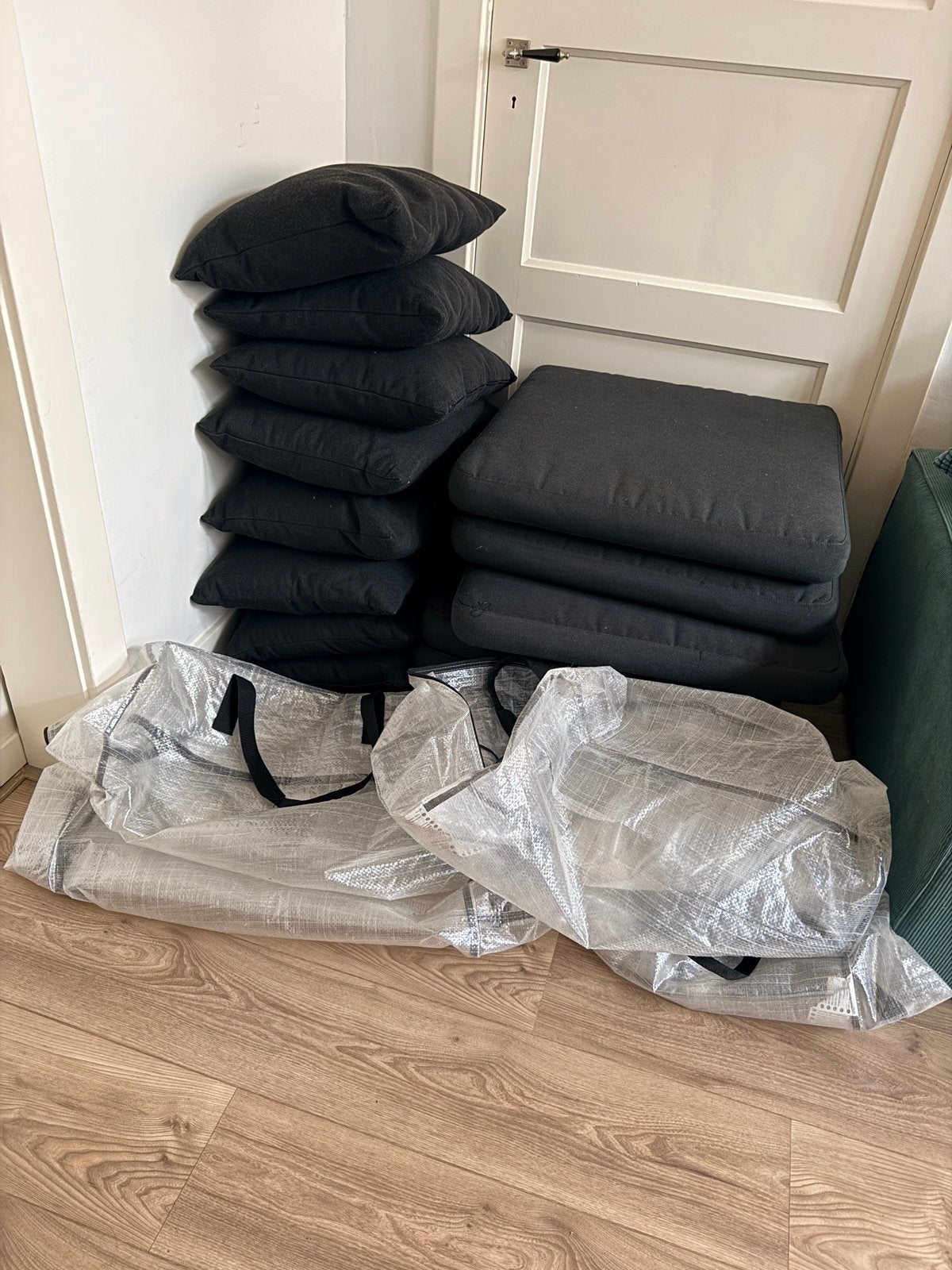 Zitkussens en rugkussens voor tuinbank - zwart/antraciet, Ophalen, Gebruikt, Zwart, IKEA