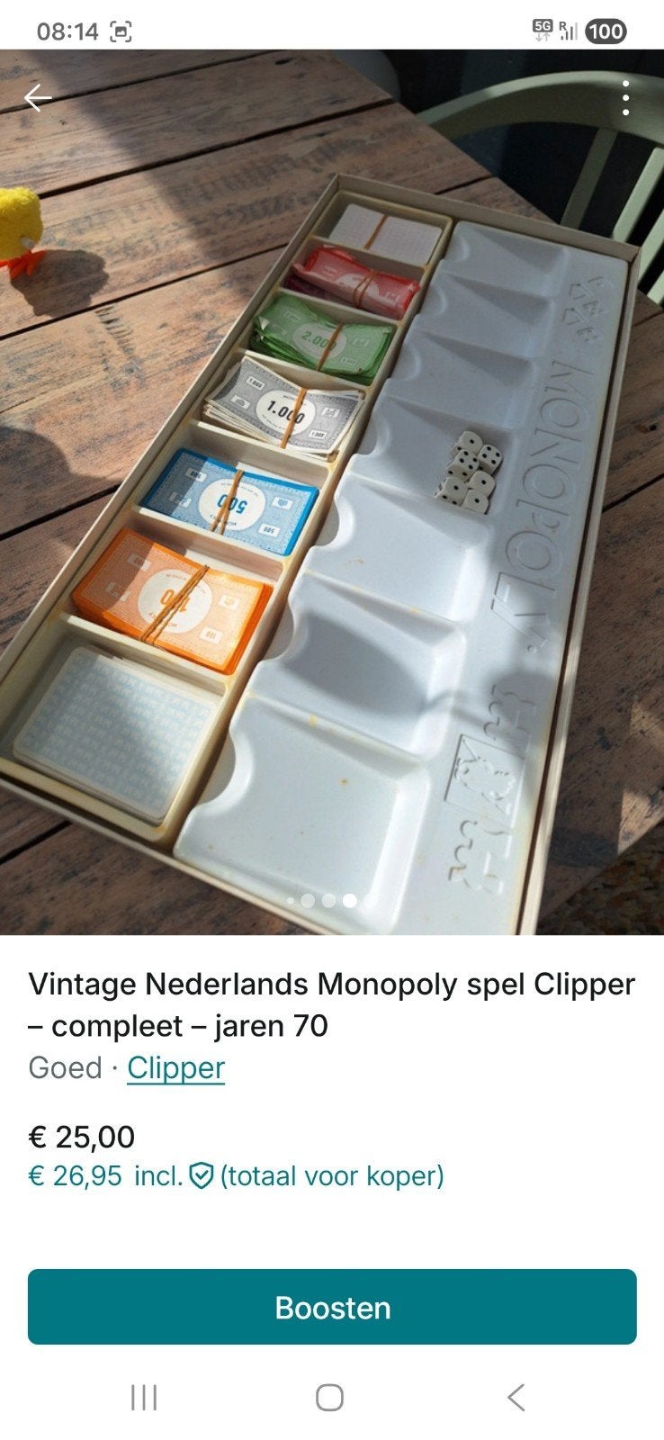 Monopoly Clipper uit de jaren '70 - Compleet bordspel, Vijf spelers of meer, Ophalen of Verzenden, Gebruikt, Clipper