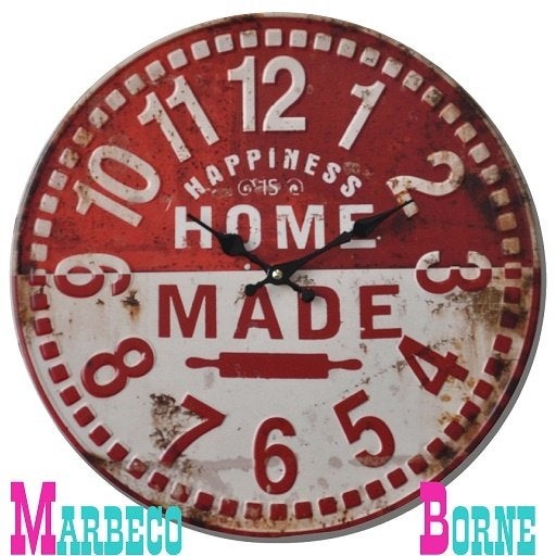 Retro wandklok, "Home Made", metaal, 40 cm doorsnee, Ophalen, Nedis, Analoog, Werkt op batterijen