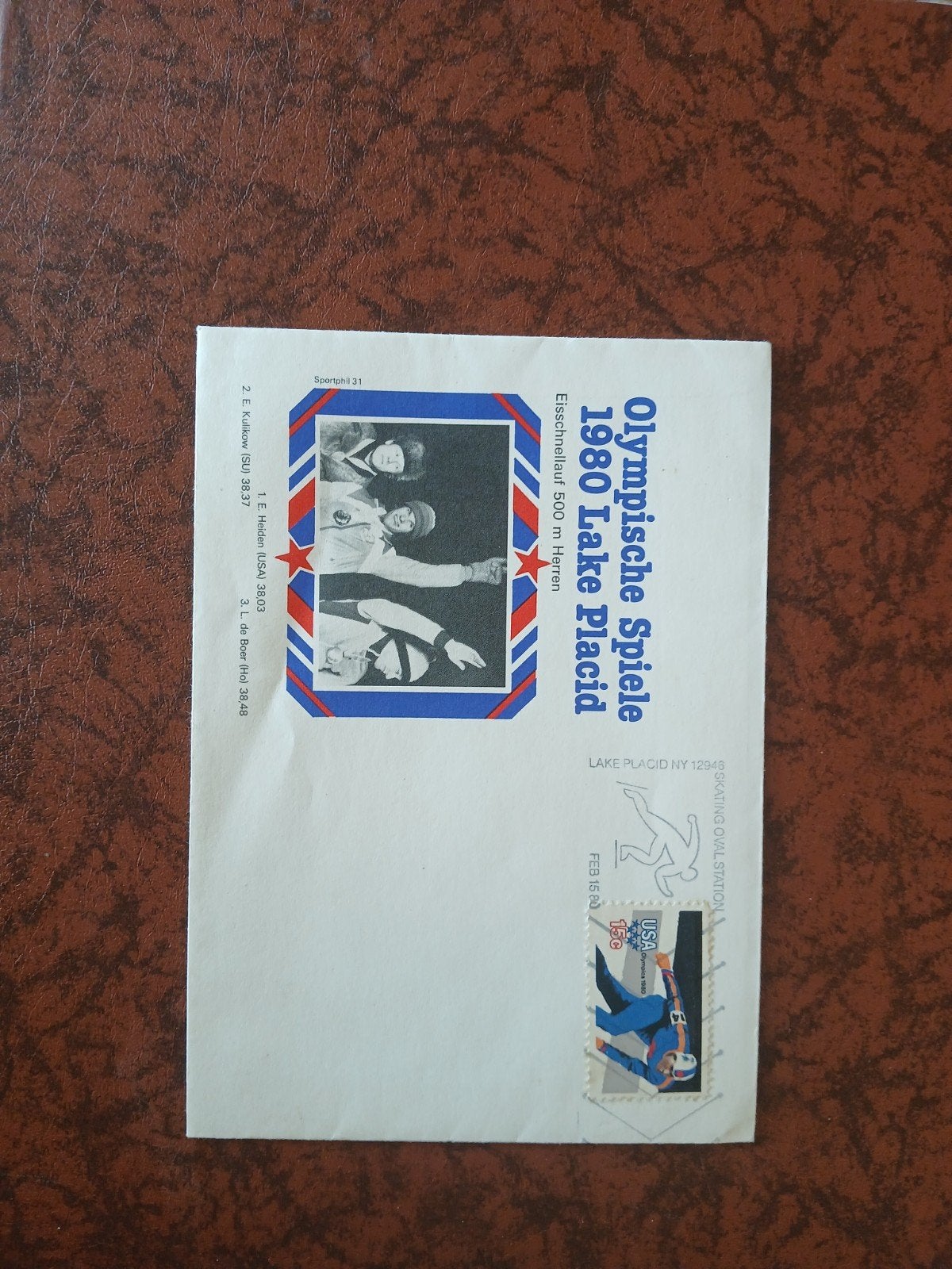 Olympische Spelen 1980 Lake Placid Envelop. Lieuwe de Boer, Ophalen of Verzenden, Envelop