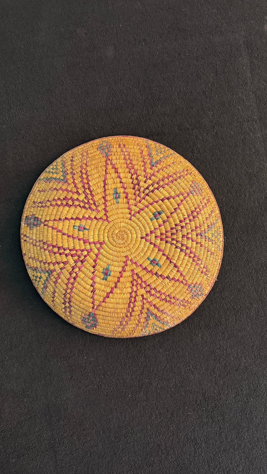 Handgevlochten Wereldwinkel wandmand Ø47 boho Japandi, Handgemaakt, Mand, Rond, Ophalen of Verzenden