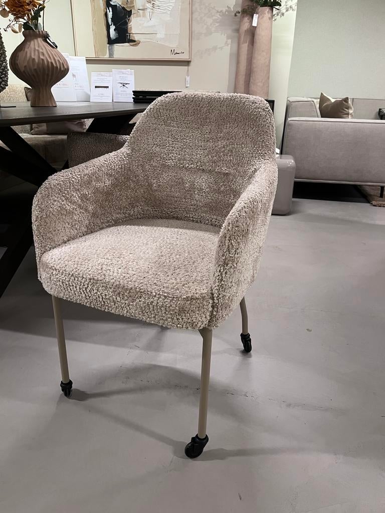 Eetkamerstoel Becky - onderstel: quartz met wieltjes 6 stuks, Ophalen, Zo goed als nieuw, Stof, Vijf, Zes of meer stoelen