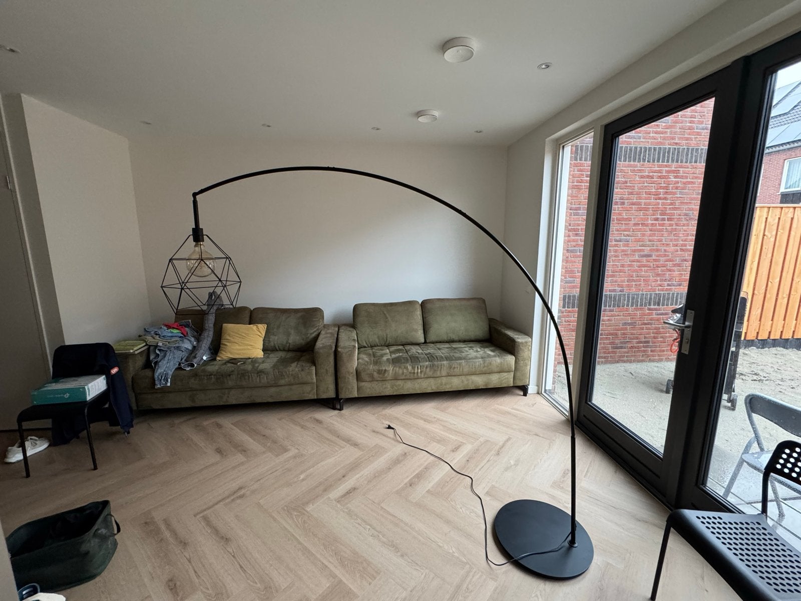 IKEA Skaftet vloerlamp met Brunsta lampenkap, Ophalen, E27 (groot), Zo goed als nieuw, Metaal