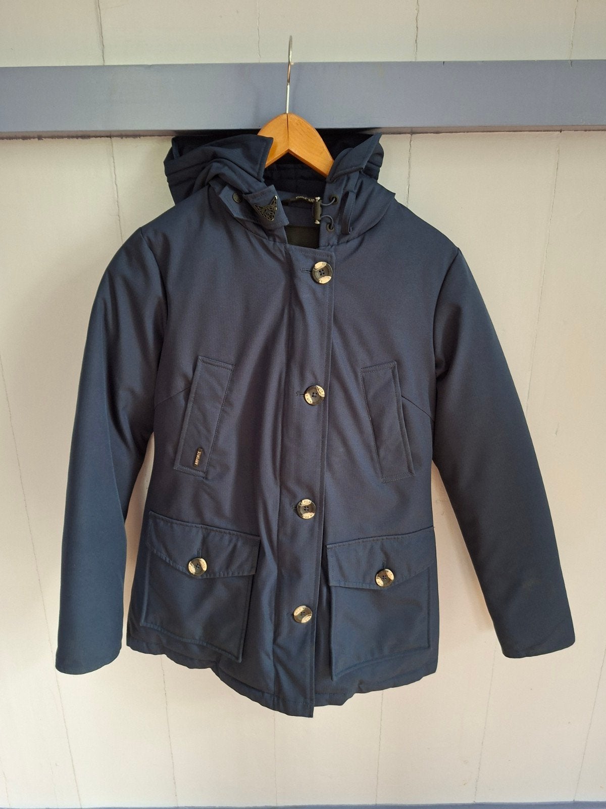 Donkerblauwe "Air Force" dames parka jas. Mt.XS., Ophalen of Verzenden, Zo goed als nieuw, Maat 34 (XS) of kleiner, Blauw