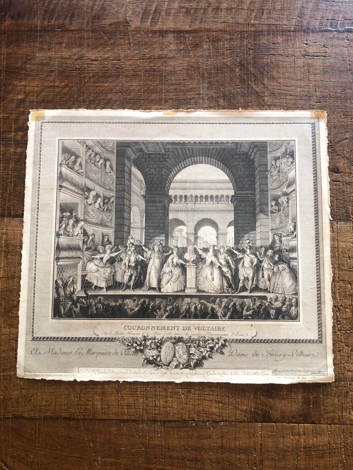 Couronnement de Voltaire - Gravure 1782, Dagelijks leven, Met tekst, Ophalen of Verzenden, Gravure