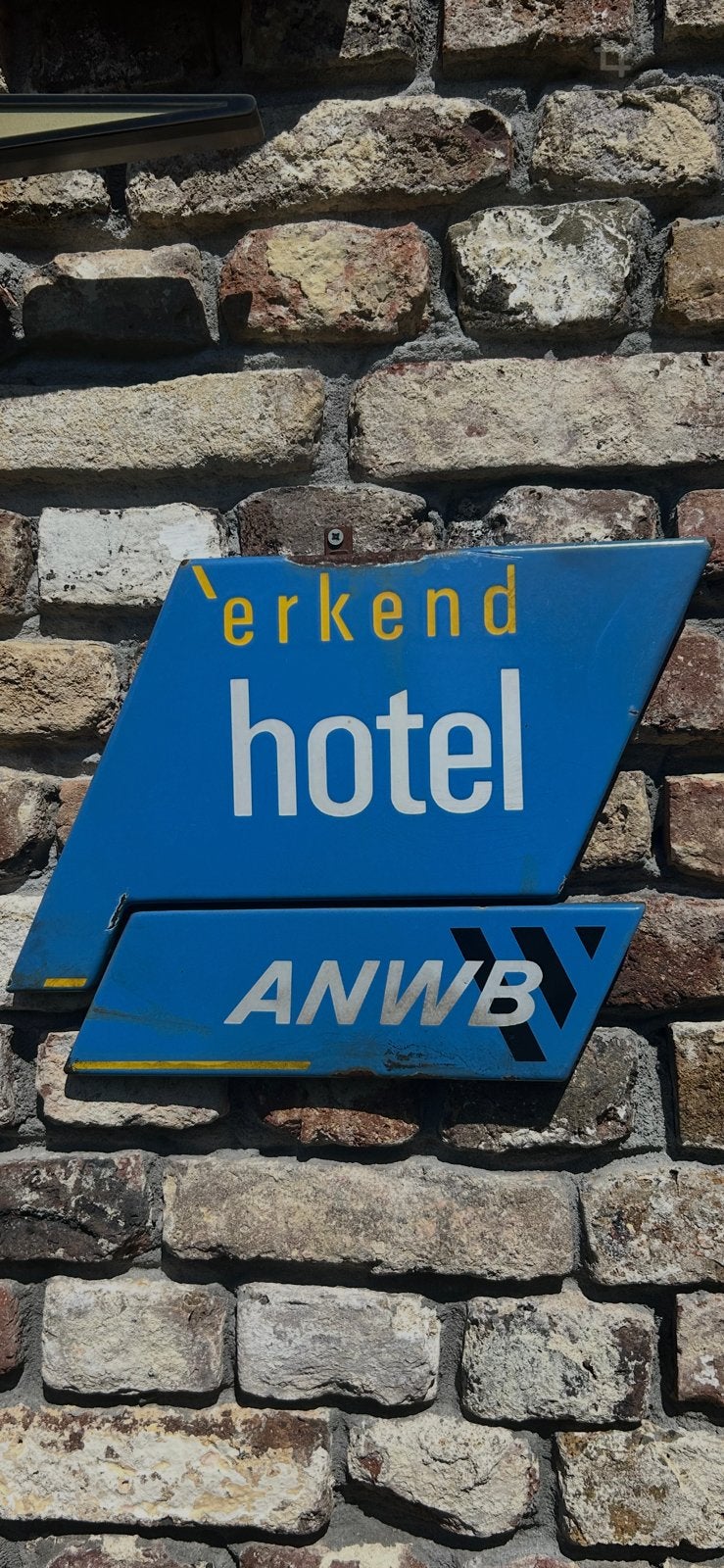 Origineel ANWB emaille hotelbord, Ophalen of Verzenden, Gebruikt, Reclamebord