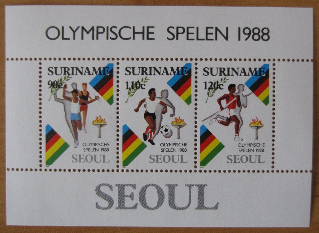 Rep-Suriname 591 blok zomerspelen., Verzenden, Postfris