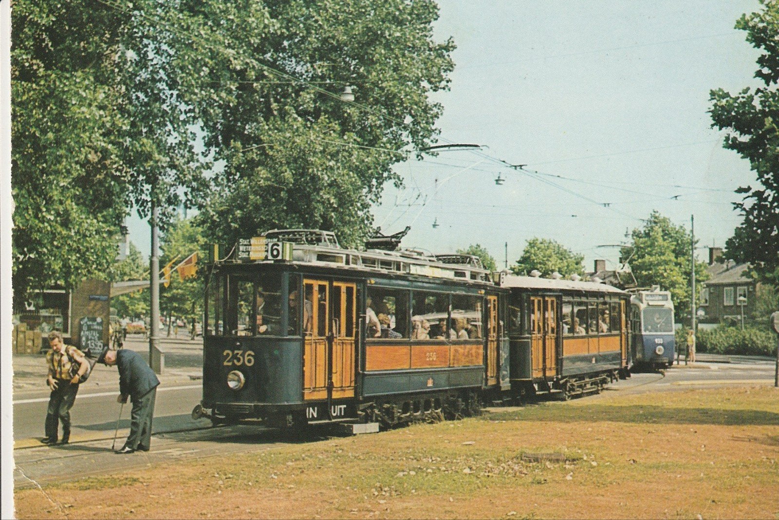 AMSTERDAM SLOTERMEERLAAN GVB TRAM 236 BIJWAGEN 748 + MR. 933, Ophalen of Verzenden, 1960 tot 1980, Ongelopen, Noord-Holland