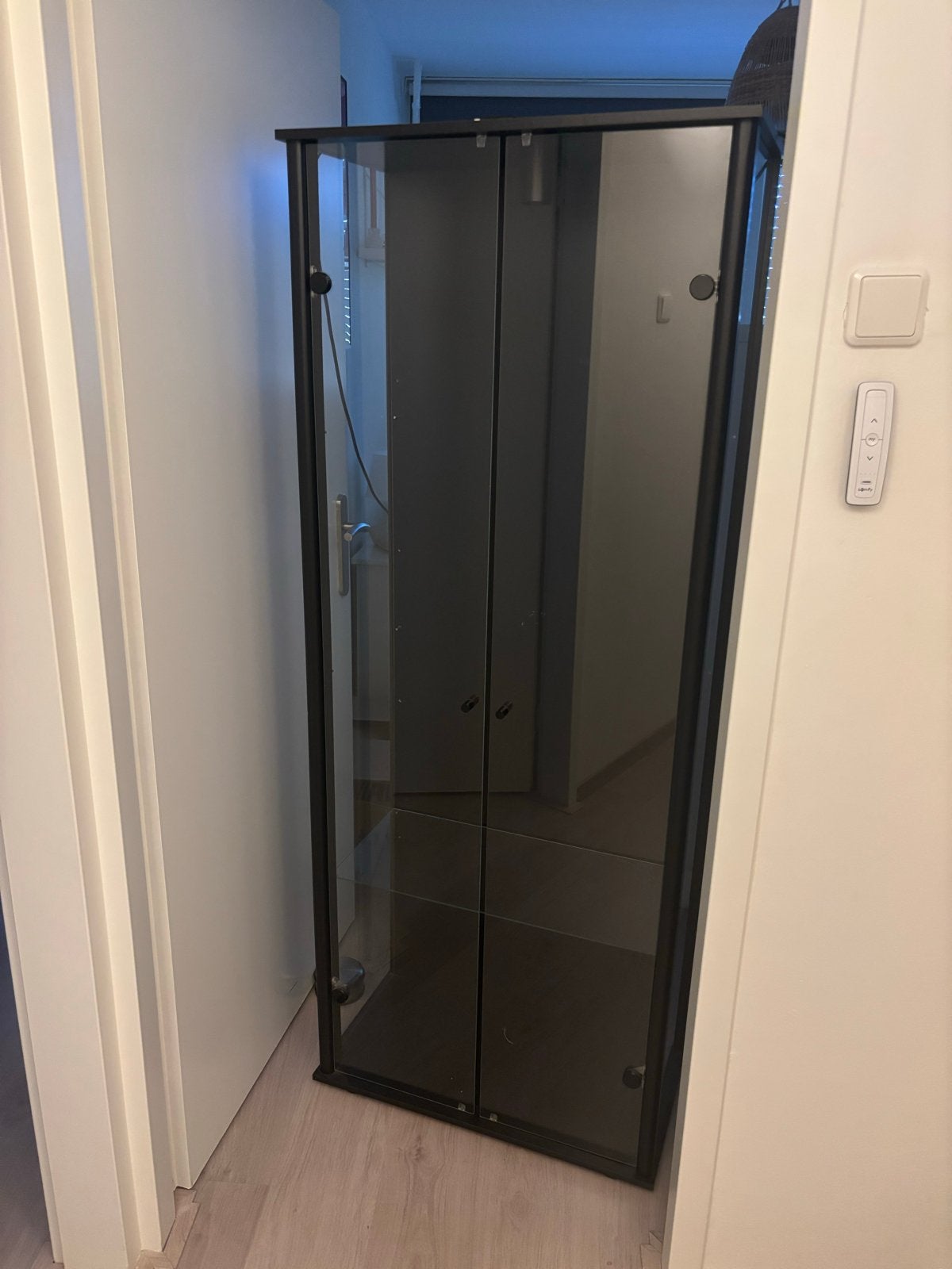 Glazen vitrinekast - 170x68 cm - met 1 glasplaat, Ophalen, Met plank(en), Gebruikt, 50 tot 100 cm