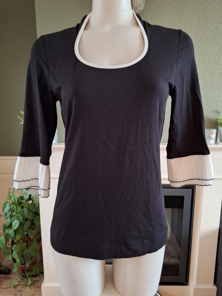 Chiarico top S 36 prachtige mouwtjes plissé S 36, Kleding | Dames, Verzenden, Zwart, Chiarico, Zo goed als nieuw