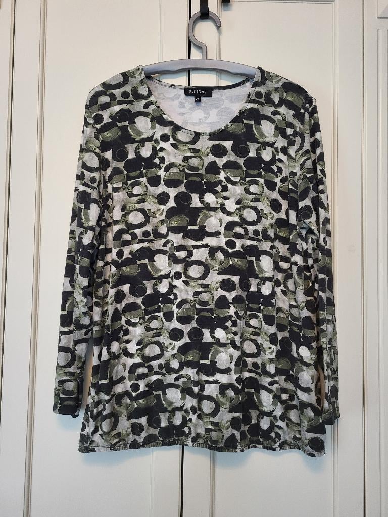 Sunday longsleeve, groen, wit, zwart, dames, maat XXL/44, Kleding | Dames, Maat 46/48 (XL) of groter, Ophalen of Verzenden, Lange mouw