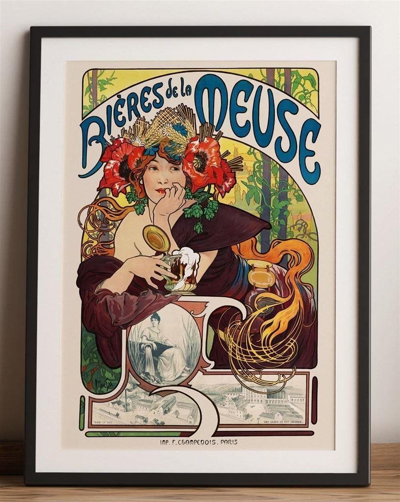 Kunst Poster ALPHONSE MUCHA Bieres de la Meuse, Verzenden