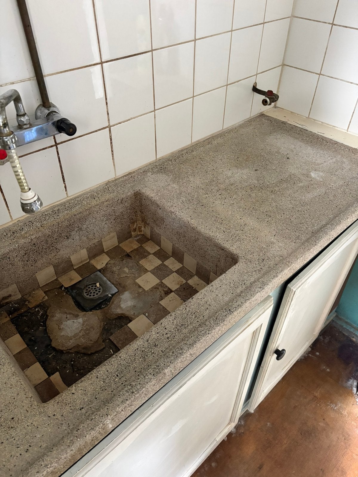 Antiek landelijk terrazzo keukenblad klassieke granito, Ophalen, Gebruikt