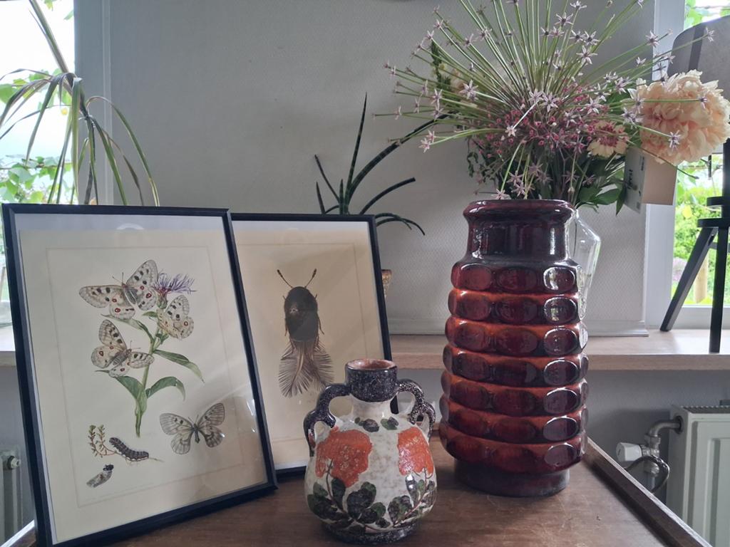 Vintage Jasba West Germany vaas oranje rood, Antiek en Kunst, Antiek | Vazen, Ophalen of Verzenden