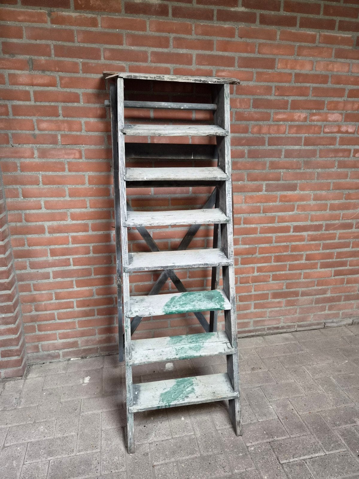 Oude houten schilders trap - 150 cm hoog ong., Ophalen, Gebruikt, Onbekend, Onbekend