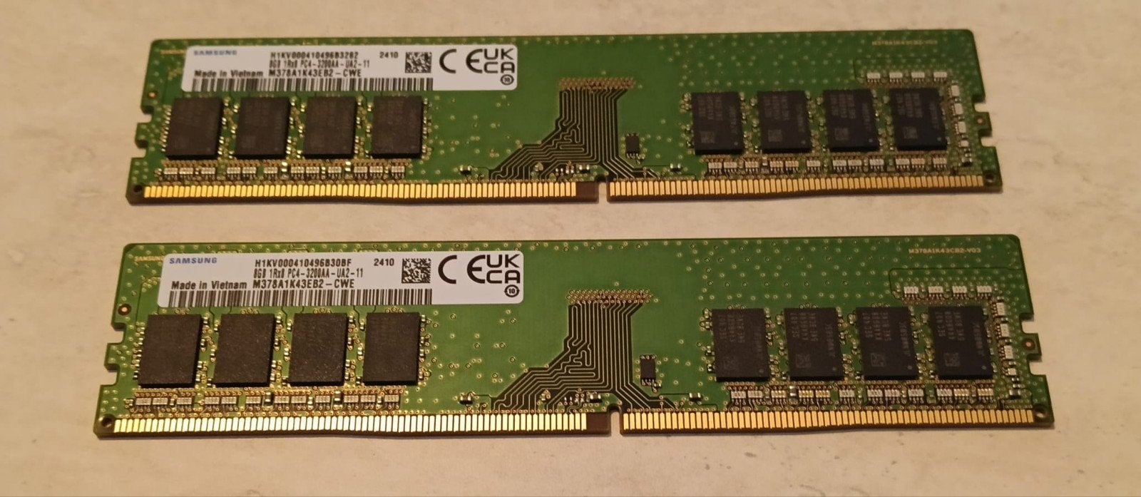 Samsung geheugen DDR4 RAM memory 2x8 GB (totaal 16Gb), Computers en Software, RAM geheugen, DDR4, Ophalen of Verzenden, Zo goed als nieuw
