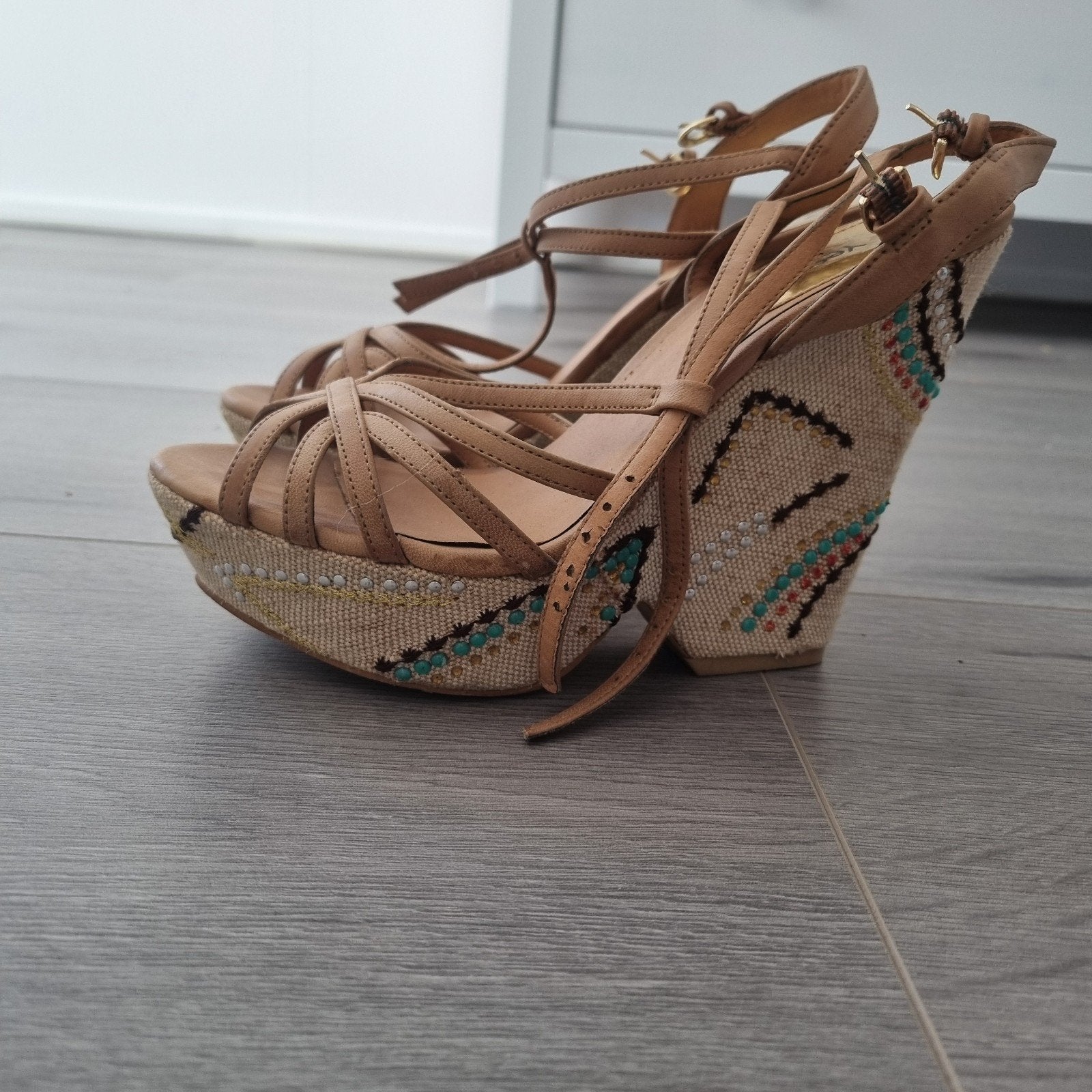 Yessica (C&A) Ibiza style sleehakken 37, Kleding | Dames, Schoenen, Bruin, Ophalen of Verzenden, Espadrilles of Moccasins, Gedragen