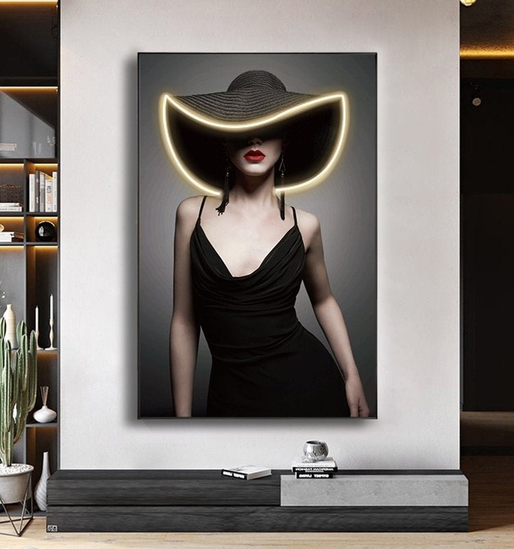 LED Schilderij | Lady of Light | 120x80 |, Ophalen of Verzenden, Ophangklaar, Overig onderwerp