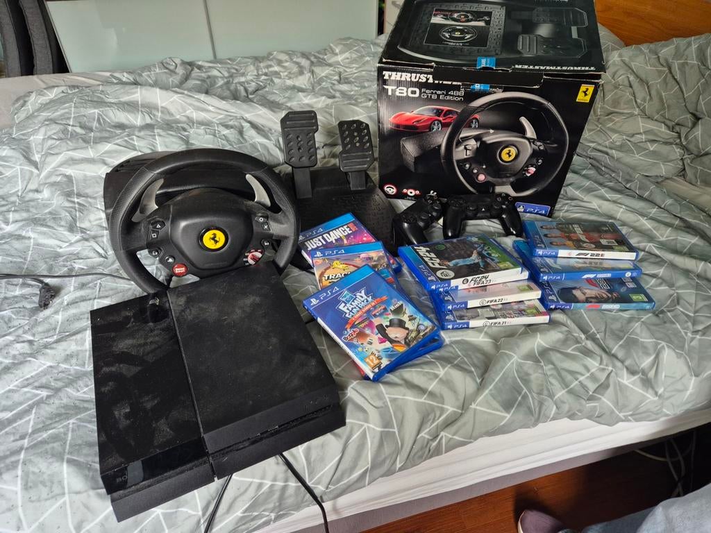 PS4 Slim met Thrustmaster T80 stuur en 10 games, Spelcomputers en Games, Games | Sony PlayStation 4, Ophalen, Gebruikt, Racen en Vliegen
