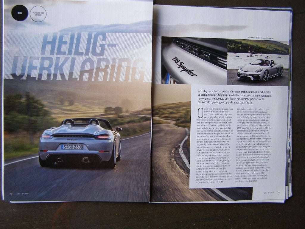 Porsche 718 Spyder ? Eerst 9x autotest lezen, Ophalen, Gelezen, Porsche