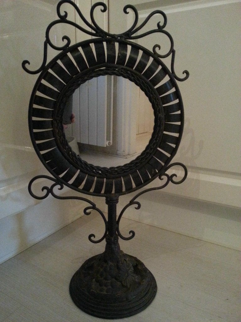 Mooie staande spiegel op voet metaal zwaar, Huis en Inrichting, Woonaccessoires | Spiegels, Minder dan 50 cm, Ophalen of Verzenden