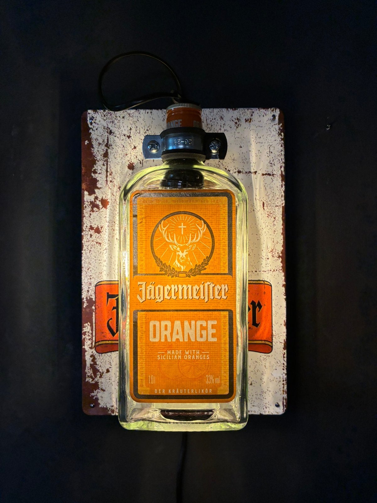 Jägermeister orange Wandlamp, Met schakelaar, Nieuw, Glas, Wandlamp