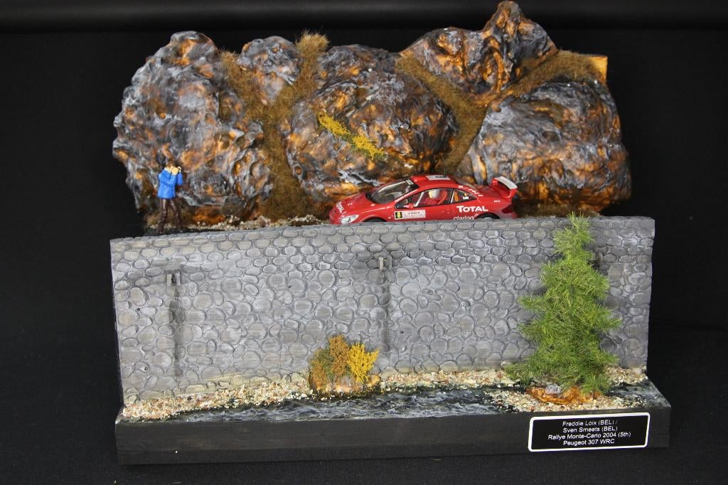 Diorama met Carrera Peugeot 307 WRC 1:32 Monte-Carlo, Hobby en Vrije tijd, Modelbouw | Figuren en Diorama's, Nieuw, Diorama, Groter dan 1:35