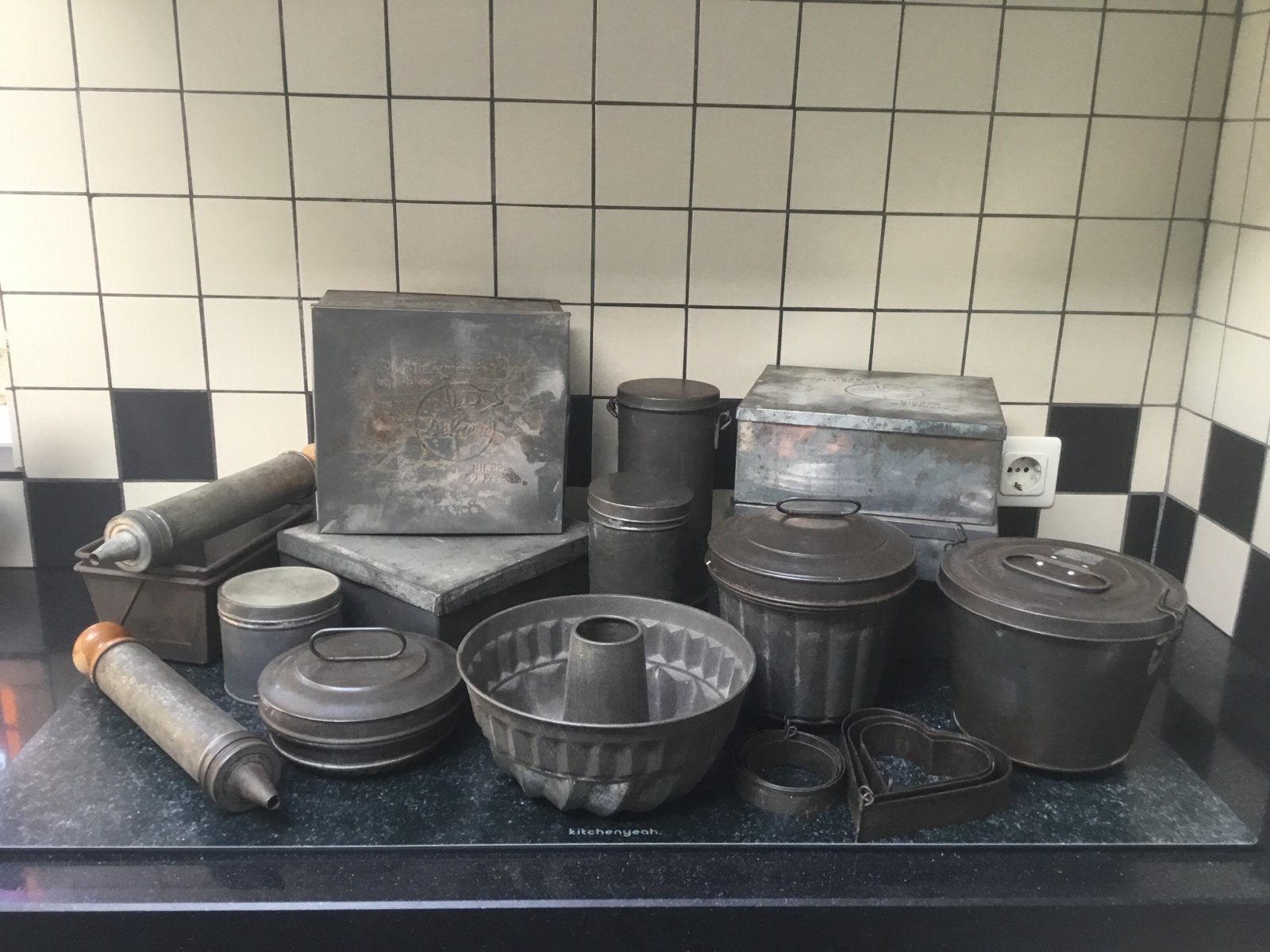 Antieke, vintage bakvormen en blikken - Set van 18 stuks, Ophalen of Verzenden