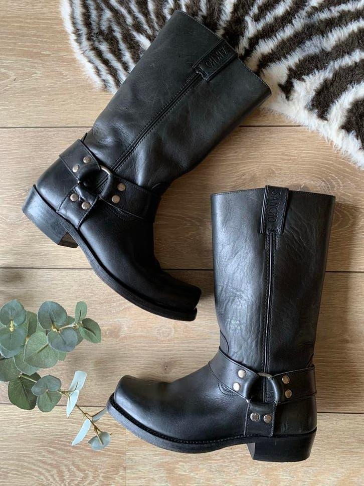 Sancho bikerboots 41 42 western boots bohemian laarzen, Hoge laarzen, -, Zwart, -