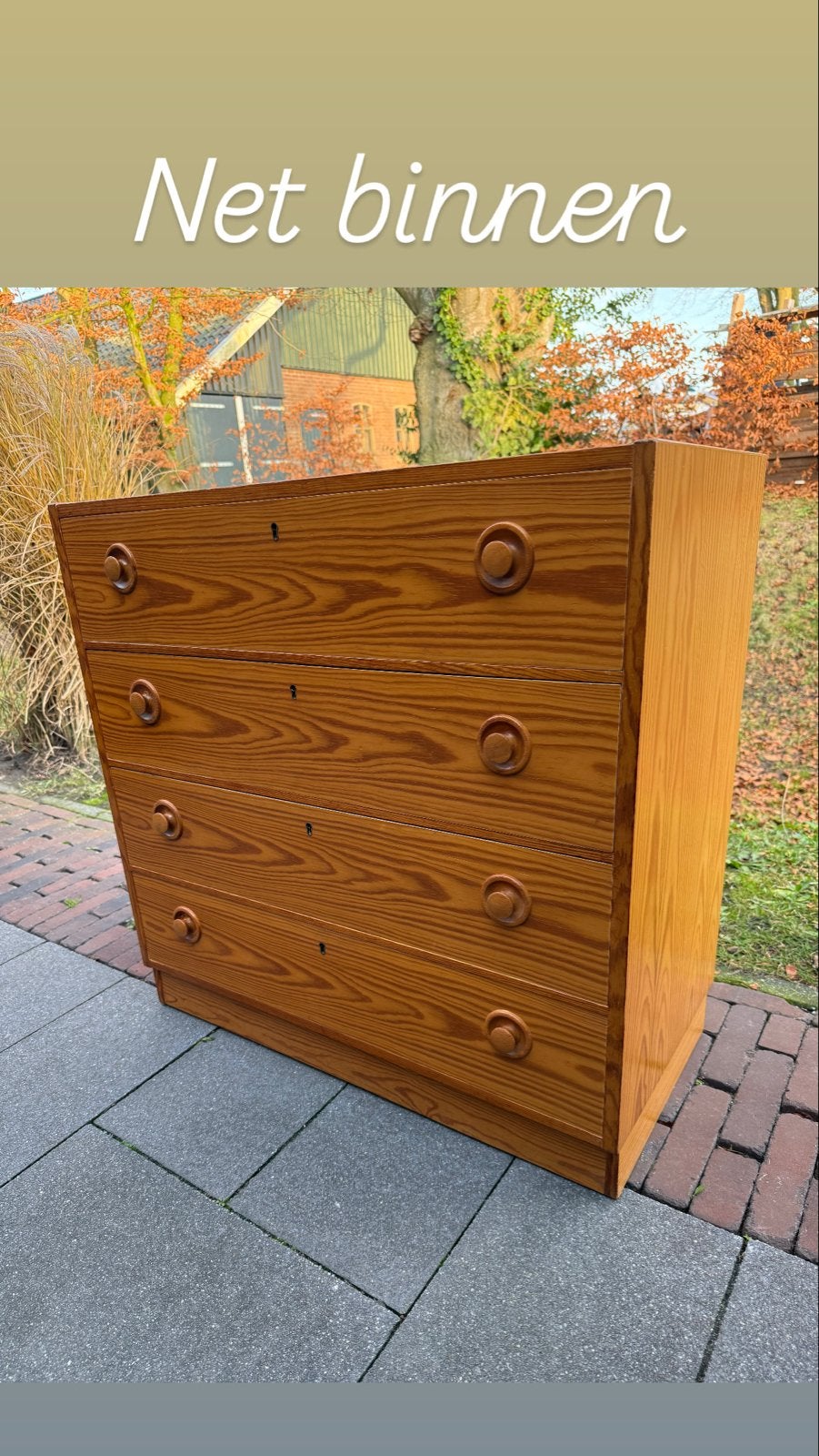 Eikenfineer ladekast met 4 laden