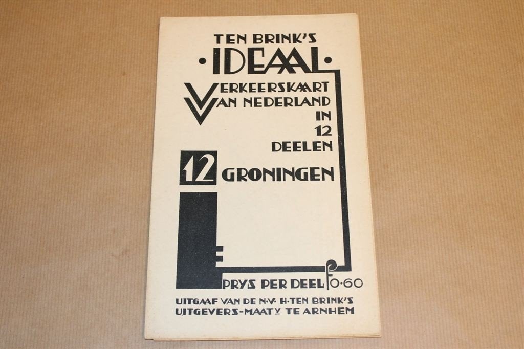 Ten Brink's Ideaal Verkeerskaart - Groningen - Ca 1930, Boeken, Atlassen en Landkaarten, Ophalen of Verzenden, 1800 tot 2000, Nederland