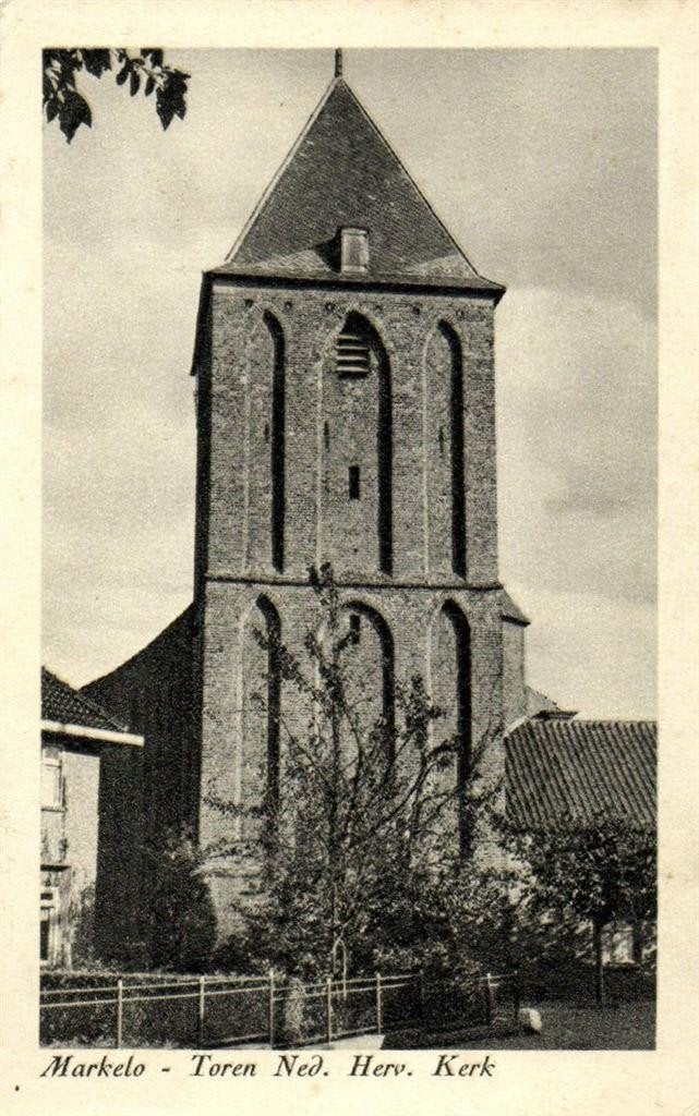 Markelo - Toren Ned. Herv. Kerk - 1958 gelopen, Ophalen of Verzenden, 1940 tot 1960, Gelopen, Overijssel