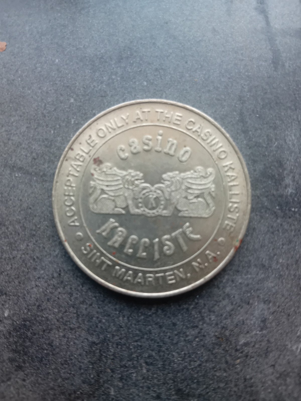 Zeldzame casino fiche token St Maarten Kalliste Casino 1989, Ophalen of Verzenden