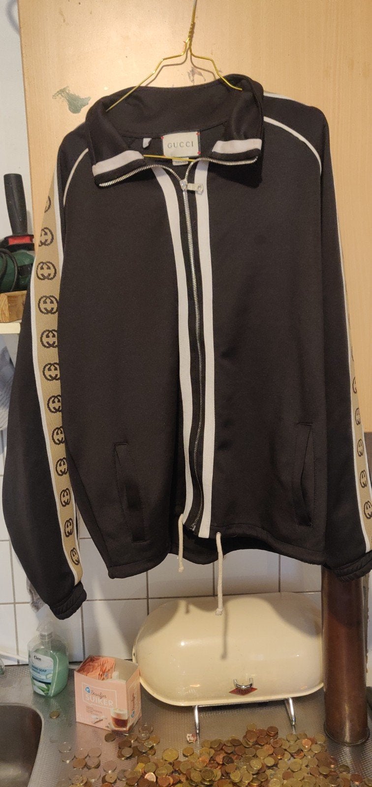 Origineel Gucci GG Technical Jersey Track Jacket, Ophalen of Verzenden, Zwart
