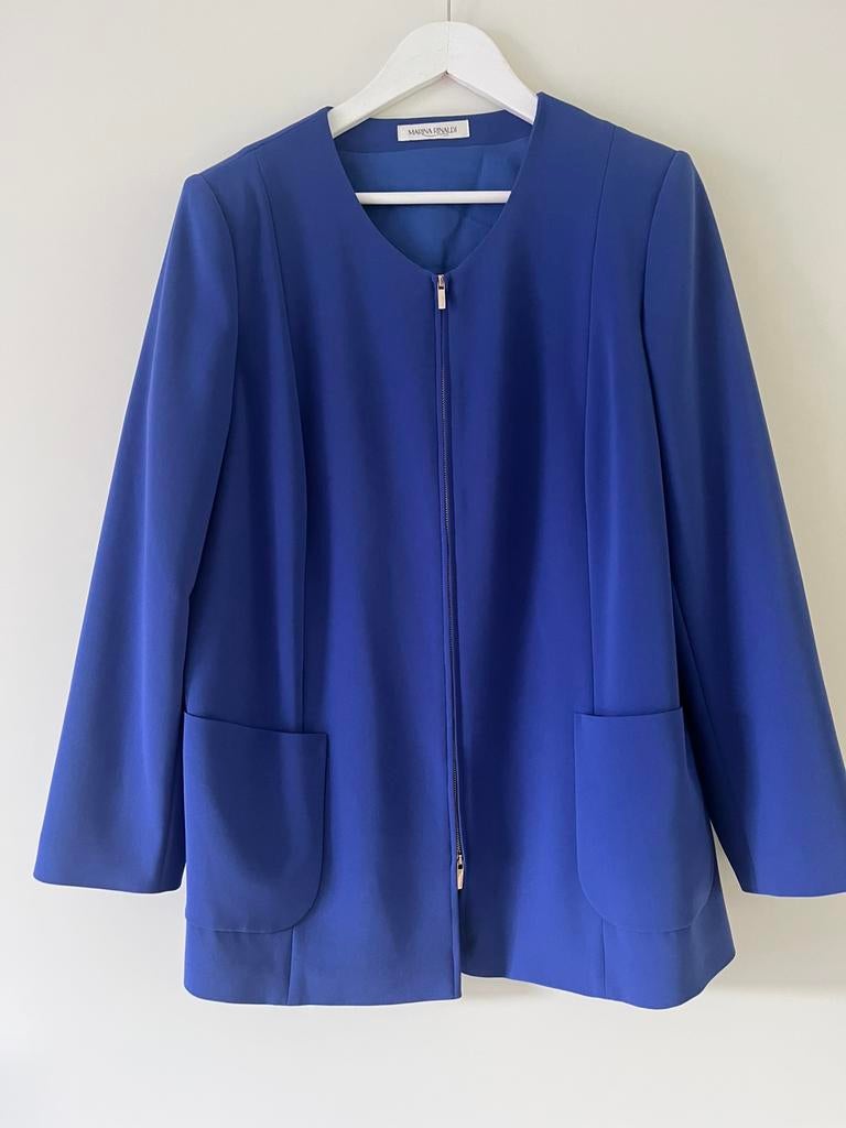 Mooie colbert van Marina Rinaldi maat 44/46, Blauw, Maat 42/44 (L), Ophalen of Verzenden, Zo goed als nieuw