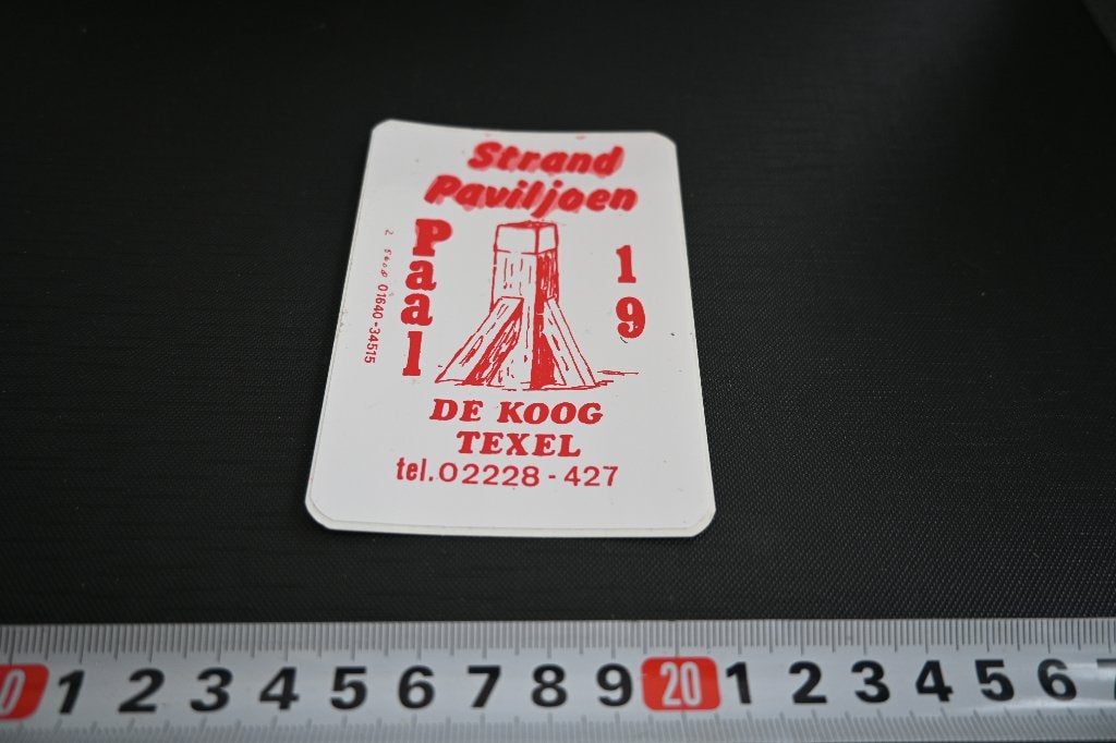sticker TEXEL De Koog Strand Paviljoen PAAL 19 Rood, Ophalen, Zo goed als nieuw
