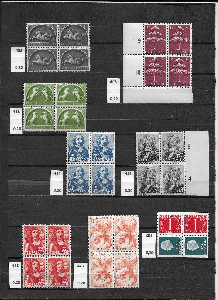 Nederland (blokken van 4), Postzegels en Munten, Postzegels | Nederland, Ophalen of Verzenden, Na 1940, Postfris