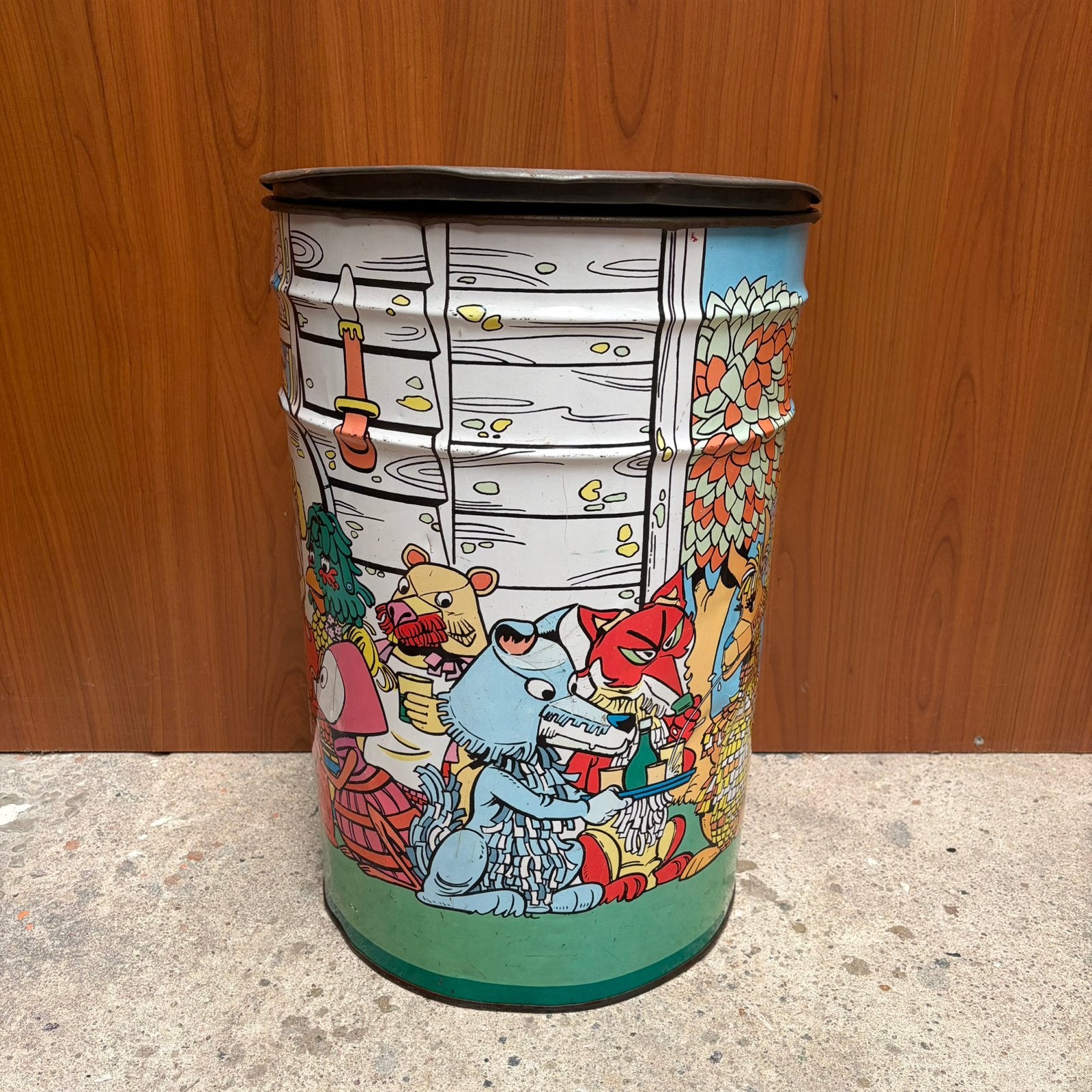 Vintage Opbergton Fabeltjeskrant, Verzamelen, Retro, Ophalen of Verzenden, Huis en Inrichting
