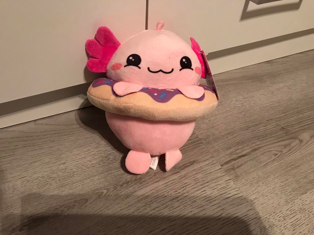 Axolotl knuffel in Donut, Overige karakters, Overige typen, Ophalen of Verzenden, Meerkleurig