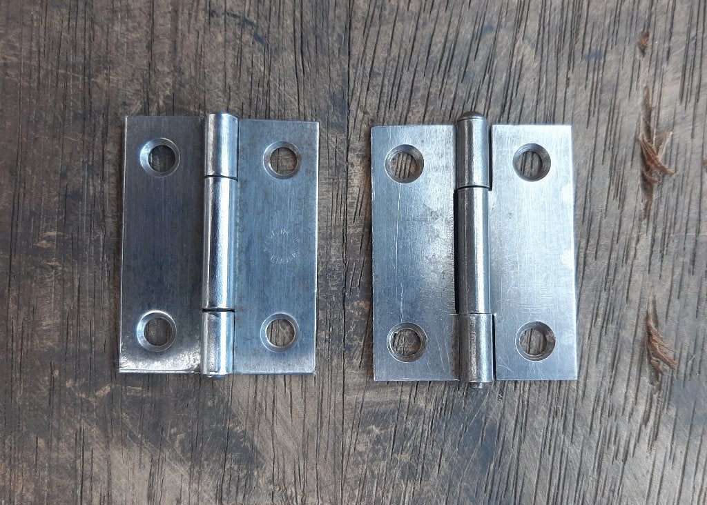 2 Stuks Scharnieren 50 x 40 mm verzinkt rechte hoeken, Ophalen, Zo goed als nieuw, IJzer, Scharnier