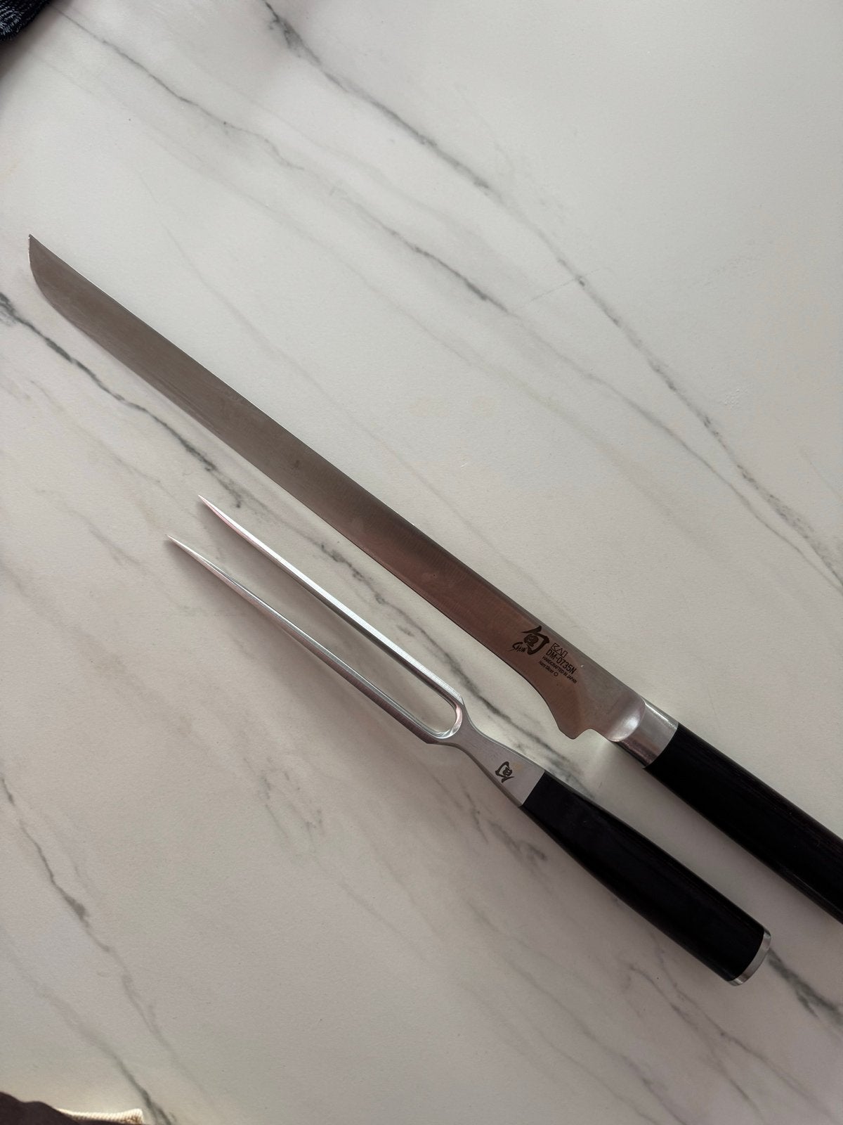 Kai Shun Classic Trancheerset - Vleesmes en Vleesvork, Los bestek, Zo goed als nieuw, Rvs of Chroom, Overige merken