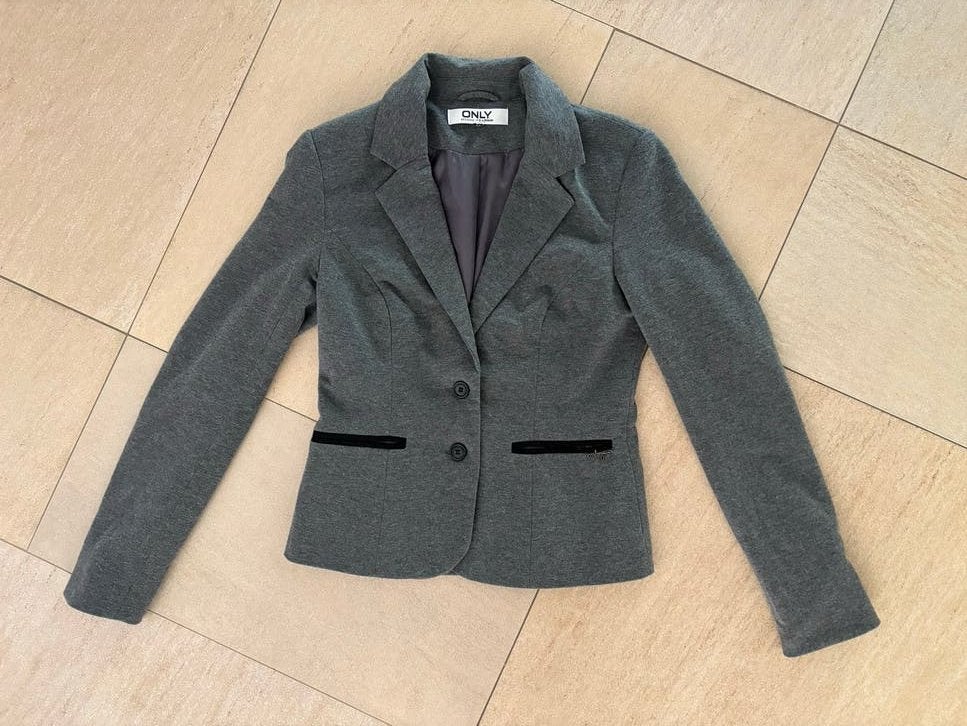 Blazer Only donkergrijs gemêleerd met zwarte details, Maat 38/40 (M), Ophalen of Verzenden, Zo goed als nieuw, Jasje