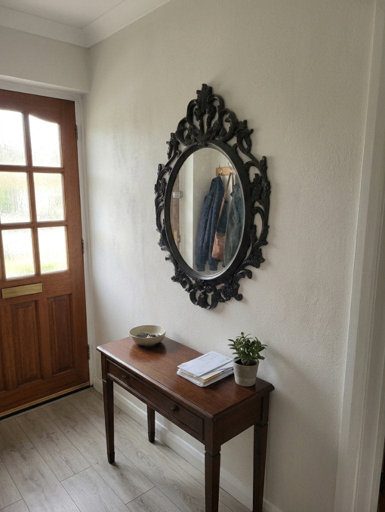 IKEA Ung Drill spiegel - zwart (84 x 58 cm), Ophalen, Zo goed als nieuw, Minder dan 100 cm, Ovaal