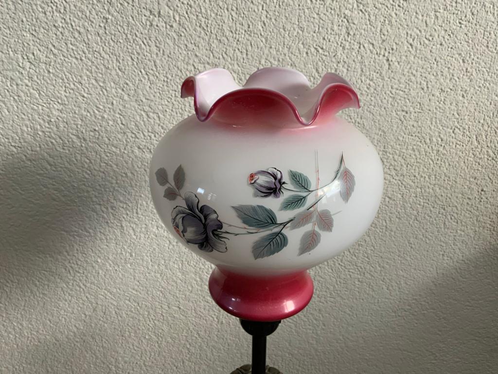 Vintage Tafellamp met Bloemenmotief - 59 cm Hoog, Ophalen of Verzenden, Zo goed als nieuw