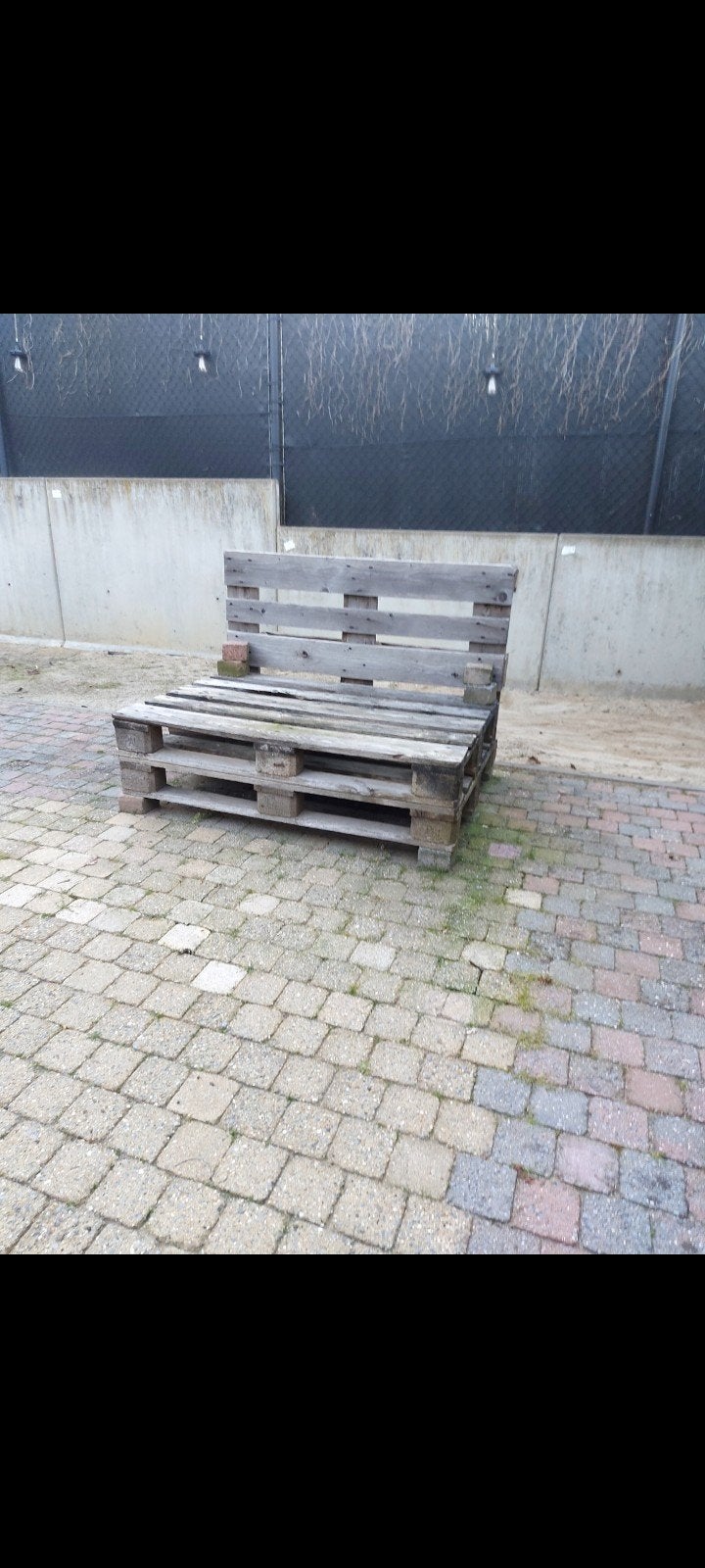 Pallet stoel met grijze kussens, Ophalen
